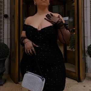 Windsor Born to Glow Glitter ruffle mini dress